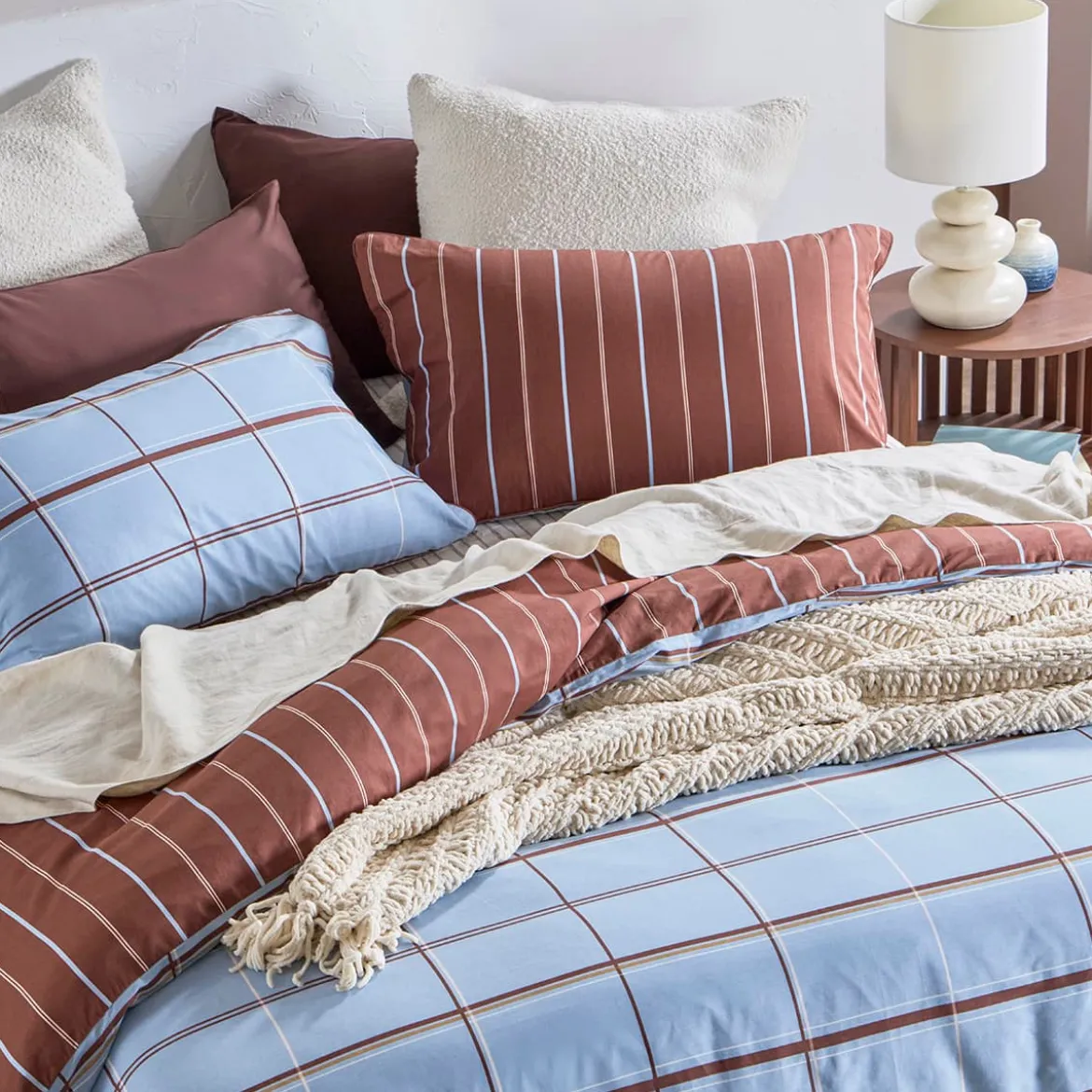 Dawson Reversible Check/Stripe Quilt Cover Set
