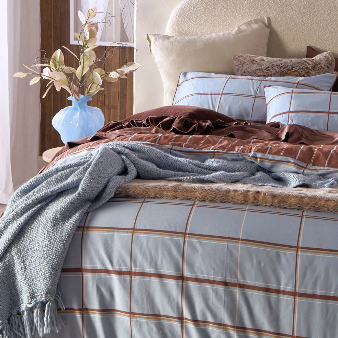 Dawson Reversible Check/Stripe Quilt Cover Set