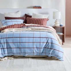Dawson Reversible Check/Stripe Quilt Cover Set