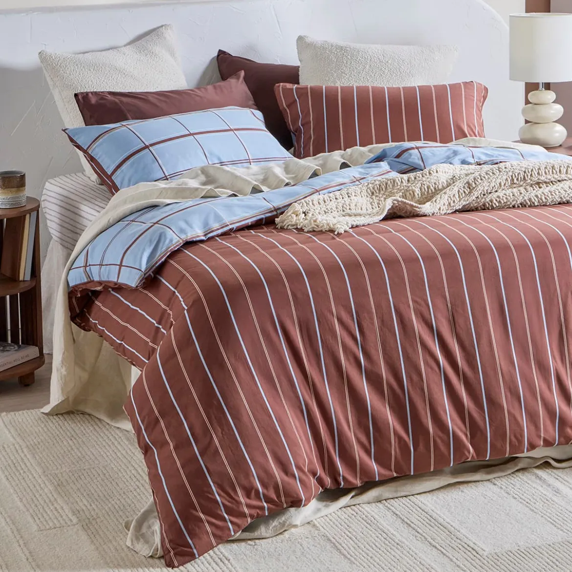 Dawson Reversible Check/Stripe Quilt Cover Set