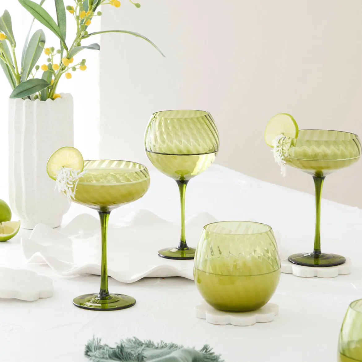 Della Green Tumbler Glass Set of 4