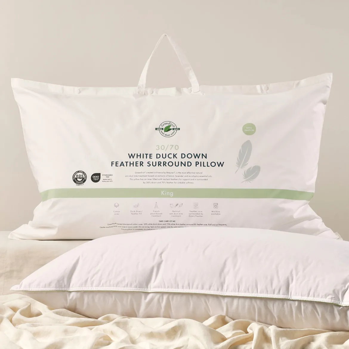 30/70 Duck Down Feather King Pillow
