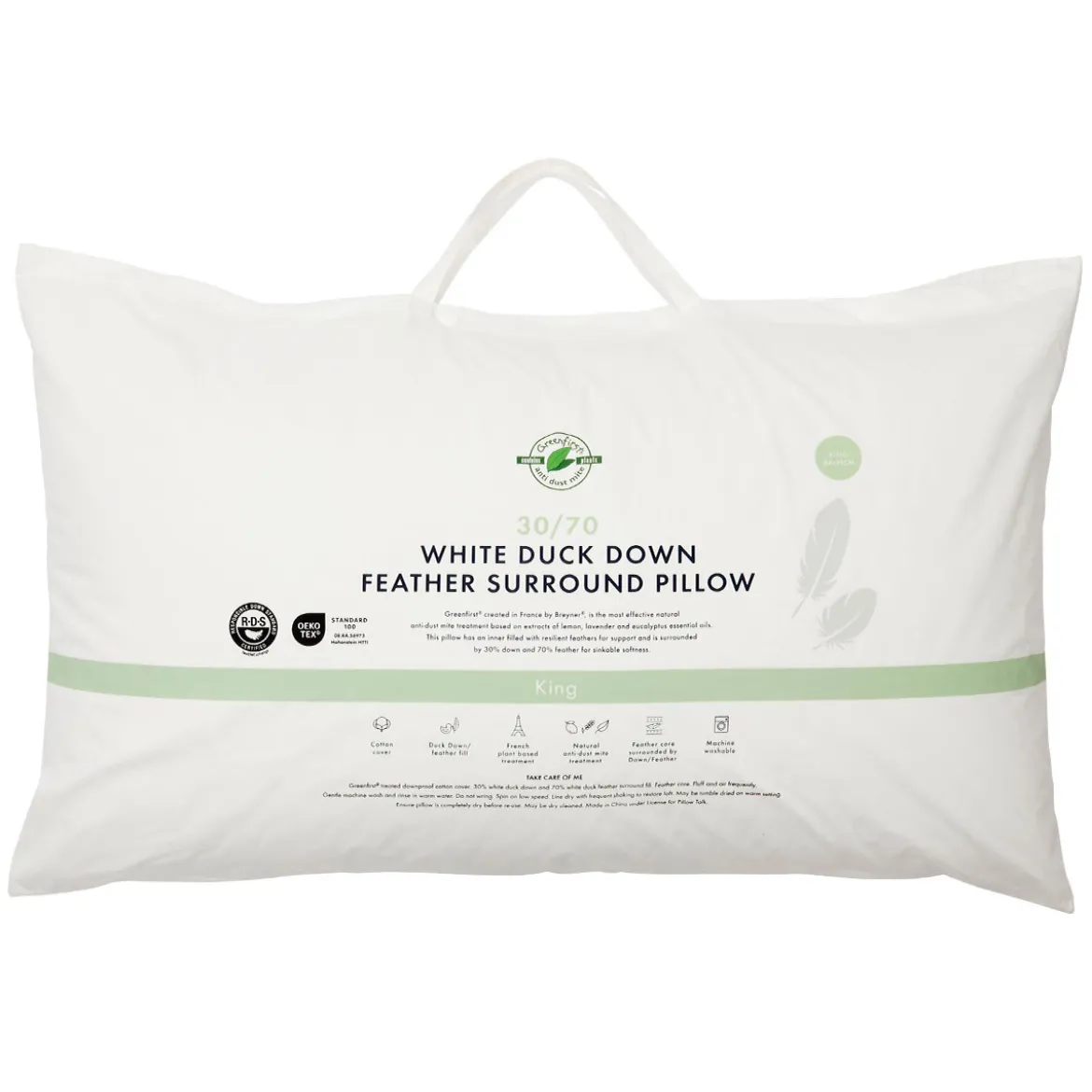 30/70 Duck Down Feather King Pillow