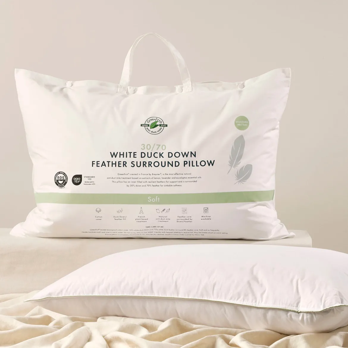 30/70 Duck Down Feather Soft Pillow