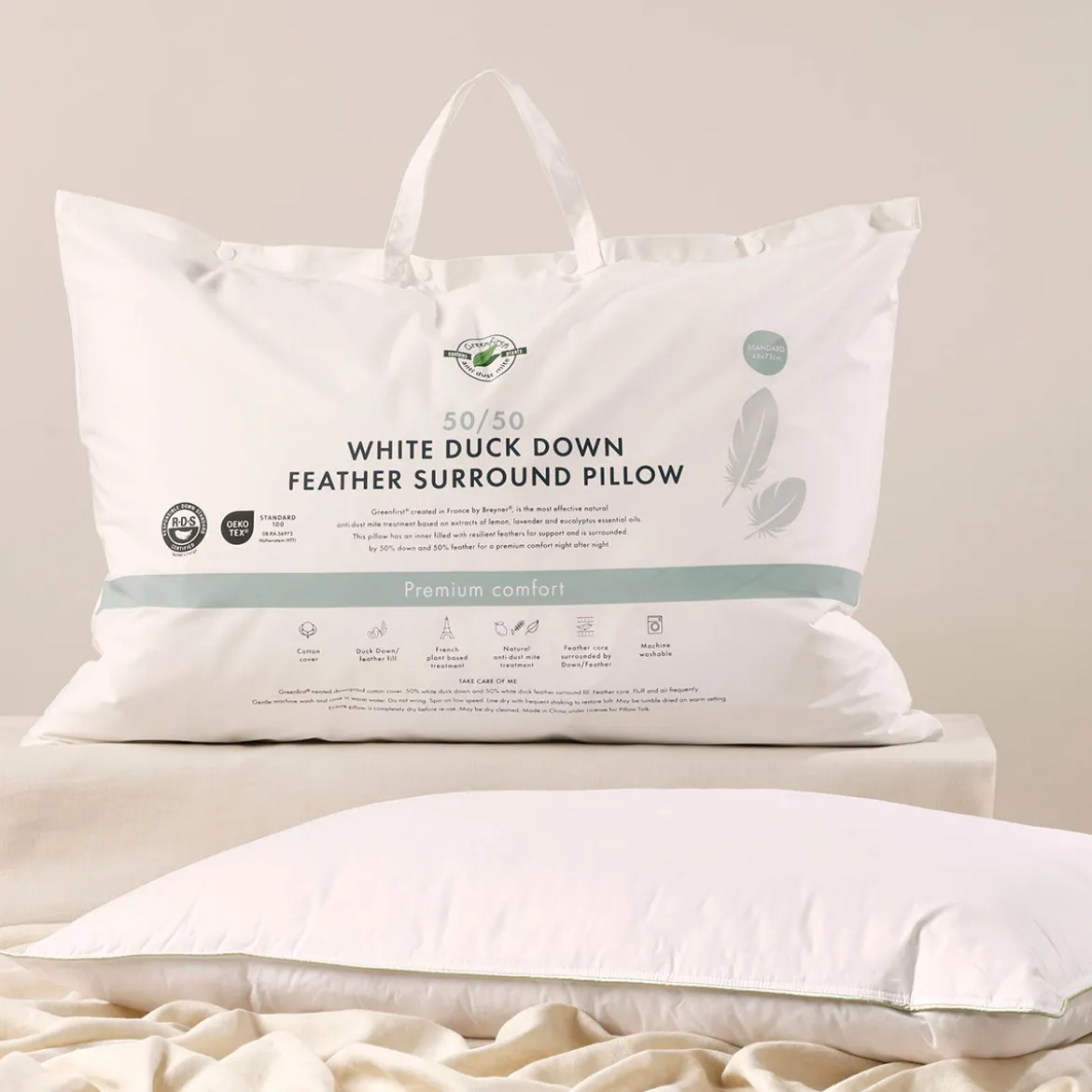 50/50 Duck Down Feather Surround Pillow