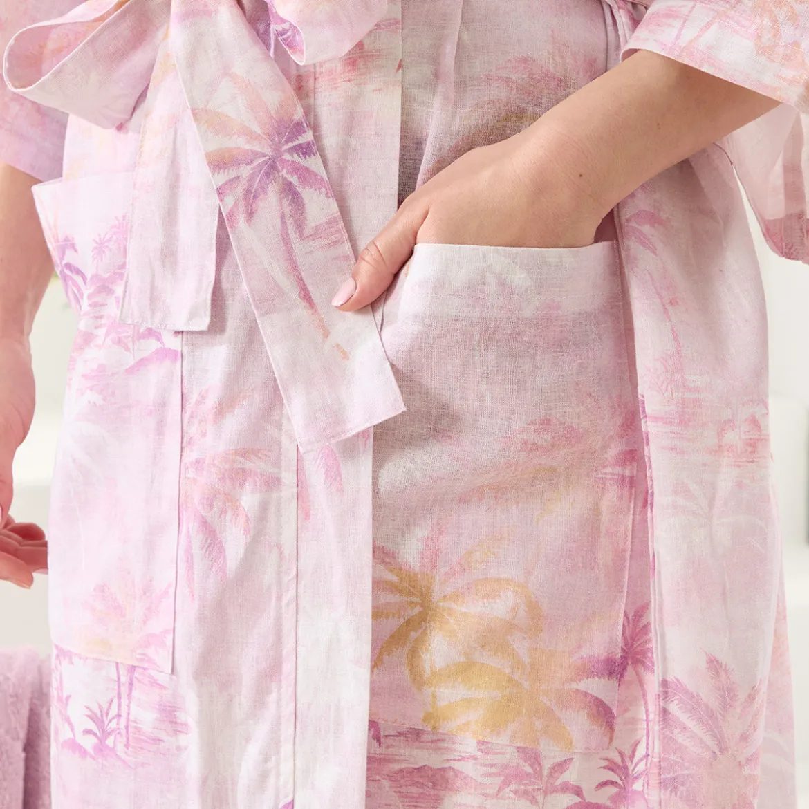Dusk Palm Linen Cotton Kimono