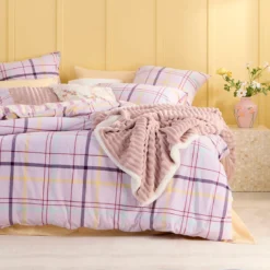 Ellah Reversible Check/Stripe Quilt Cover Set