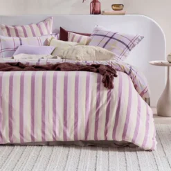 Ellah Reversible Check/Stripe Quilt Cover Set