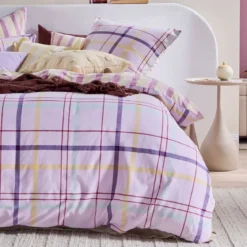 Ellah Reversible Check/Stripe Quilt Cover Set