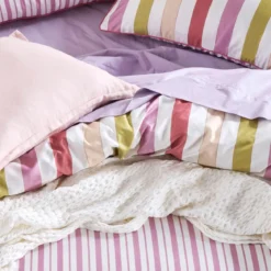 Emerie Reversible Stripe Quilt Cover Set