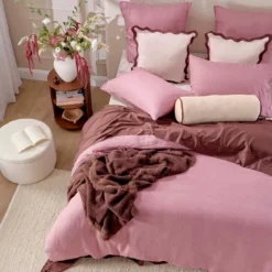 European Linen Rose Pink Quilt Cover Set