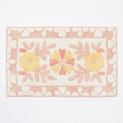 Floral Bloom Blush Pink Rectangle Bath Mat