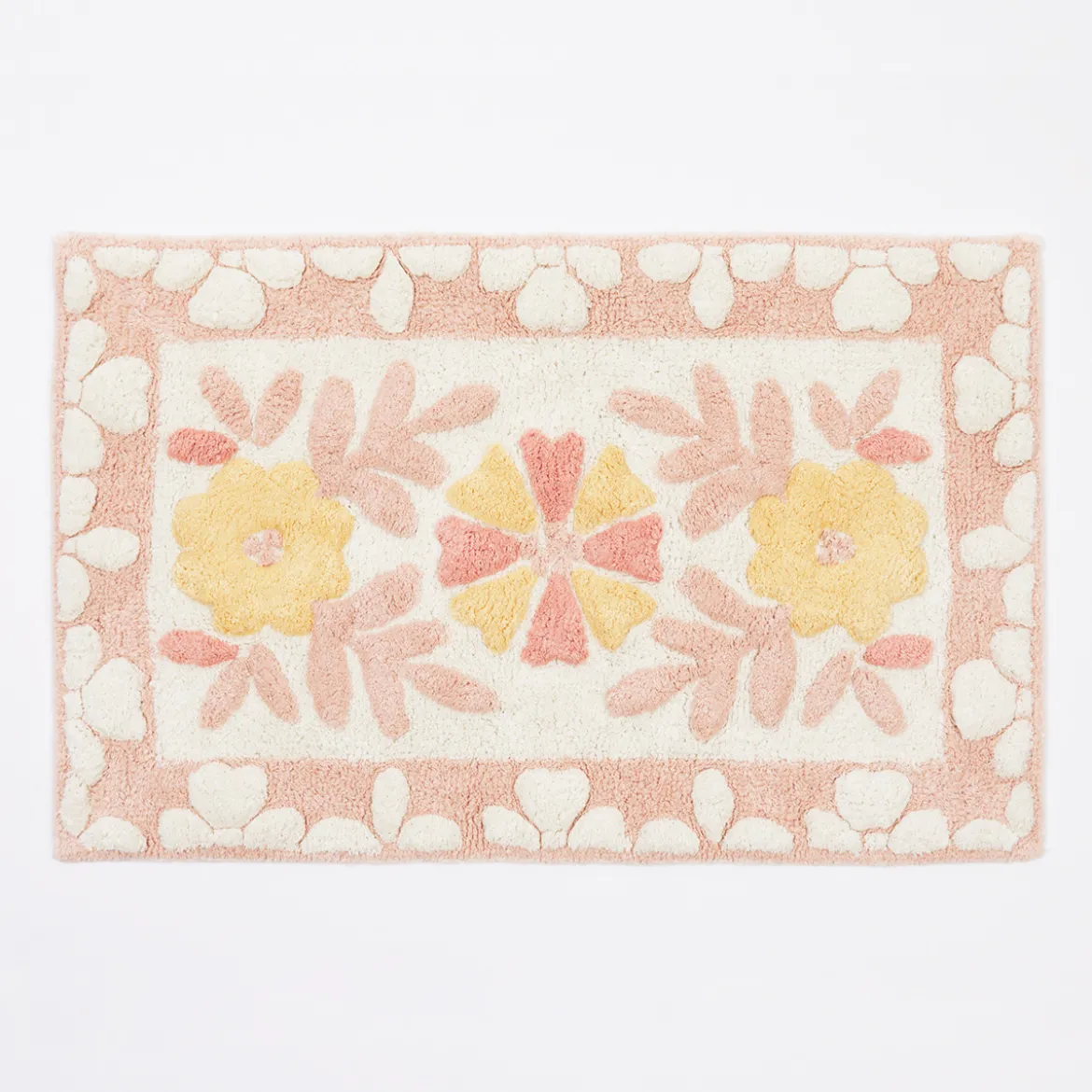 Floral Bloom Blush Pink Rectangle Bath Mat