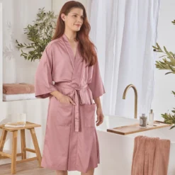 Freja Rose Pink Bamboo Cotton Kimono