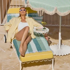 Gaia Green Check Popcorn Beach Towel