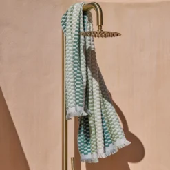 Gaia Green Check Popcorn Beach Towel