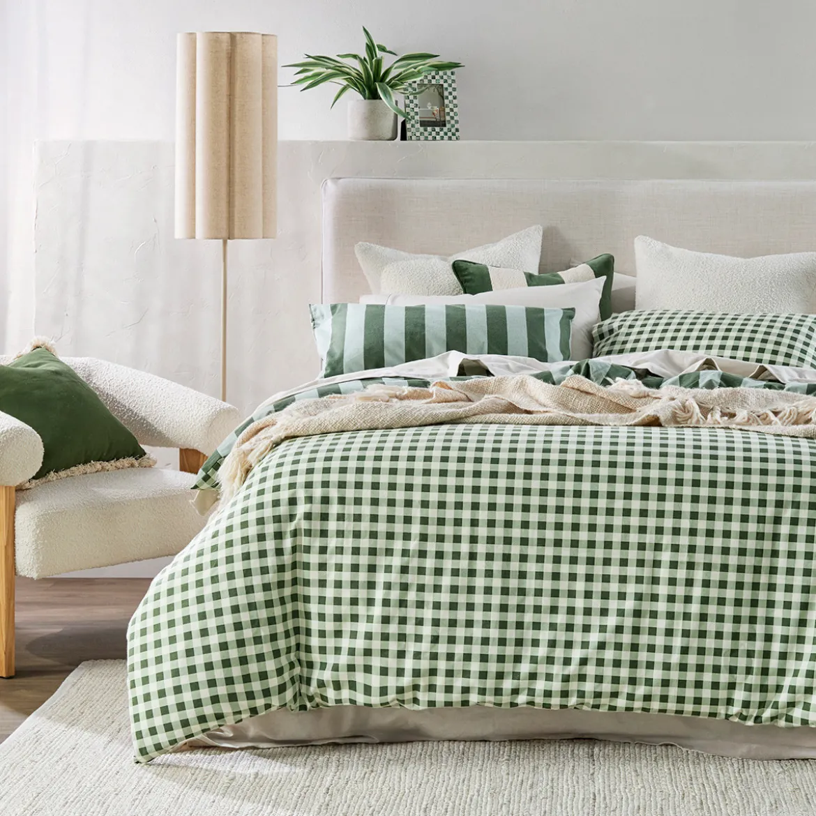 Green Reversible Flannelette Quilt Cover Set