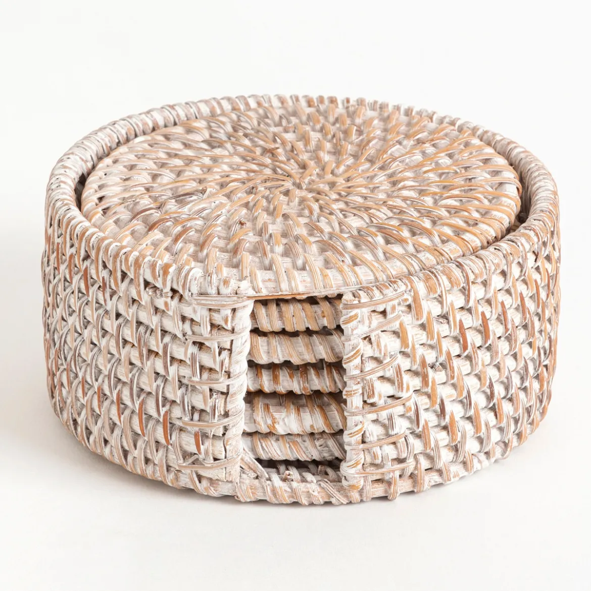 Grove Whitewash Coaster with Holder Set of 6