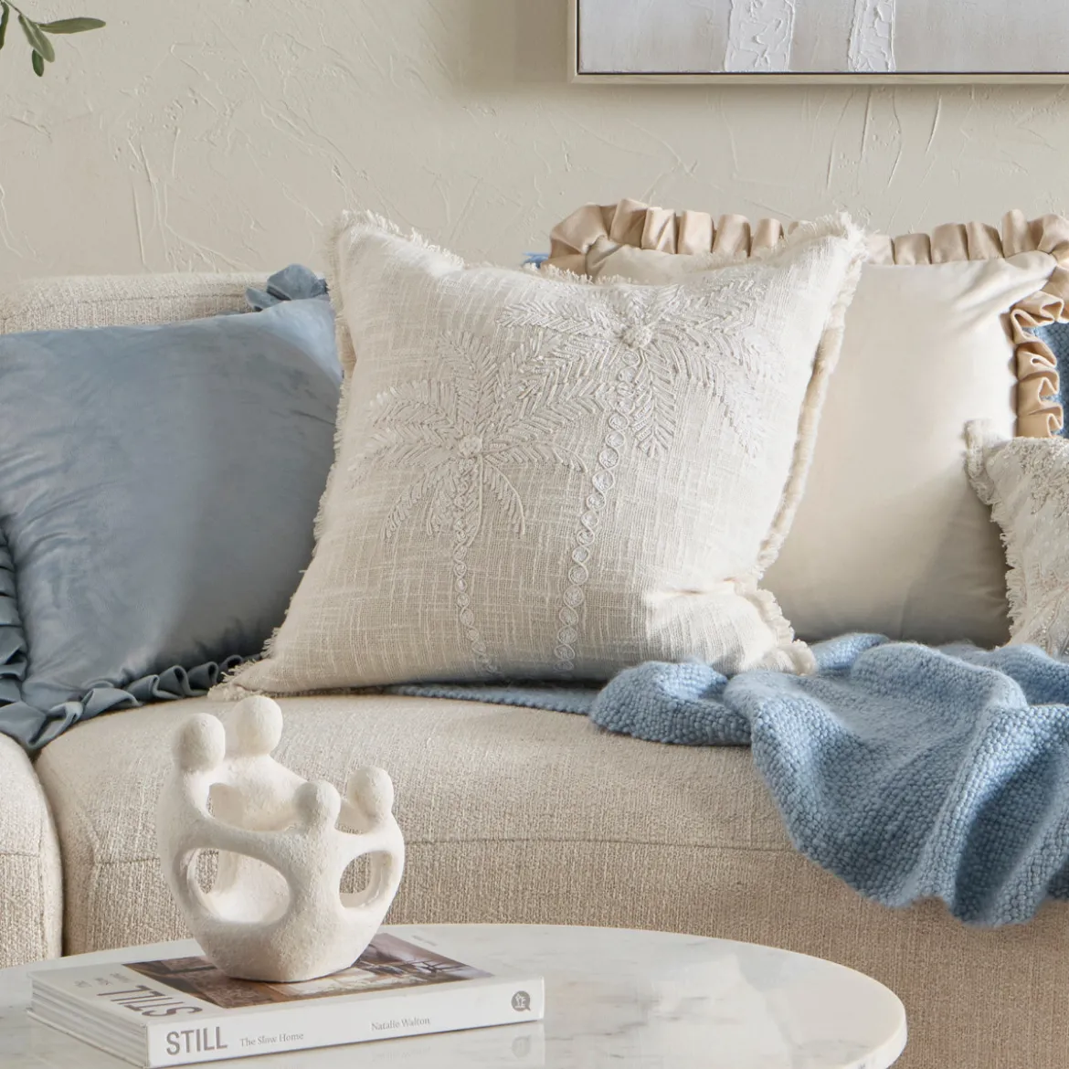 Isolde Palm Embroidered Sequin Cushion