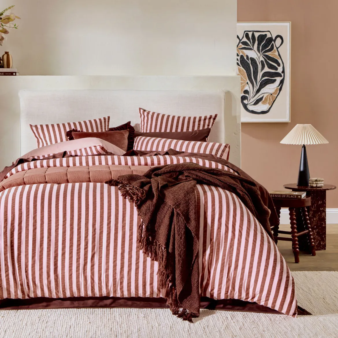 Jordan Stripe Blush Quilt Cover Set