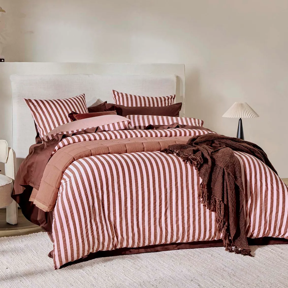 Jordan Stripe Blush Quilt Cover Set