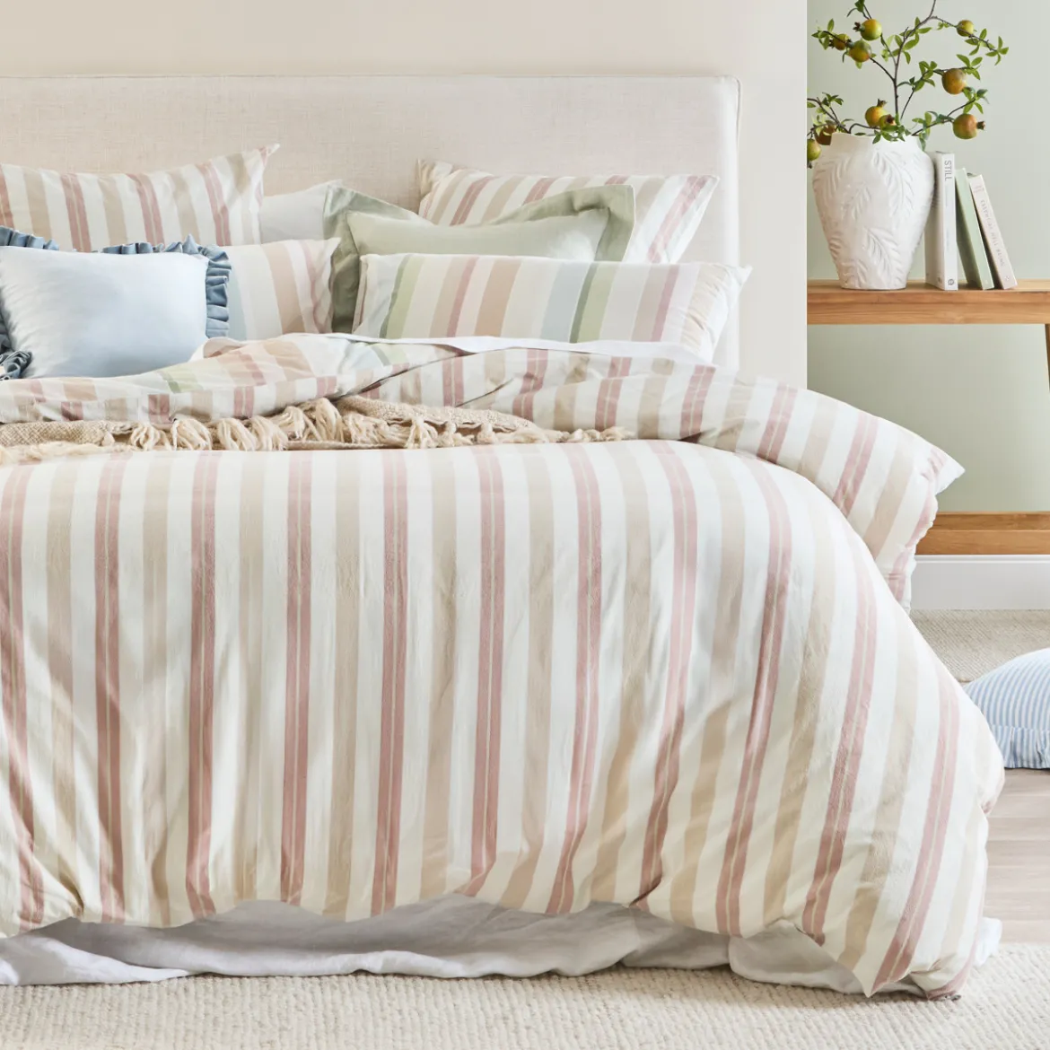 Junie Reversible Stripe Quilt Cover Set