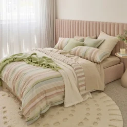 Junie Reversible Stripe Quilt Cover Set
