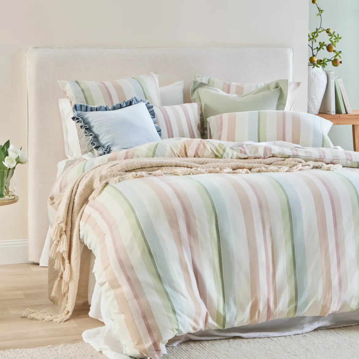 Junie Reversible Stripe Quilt Cover Set