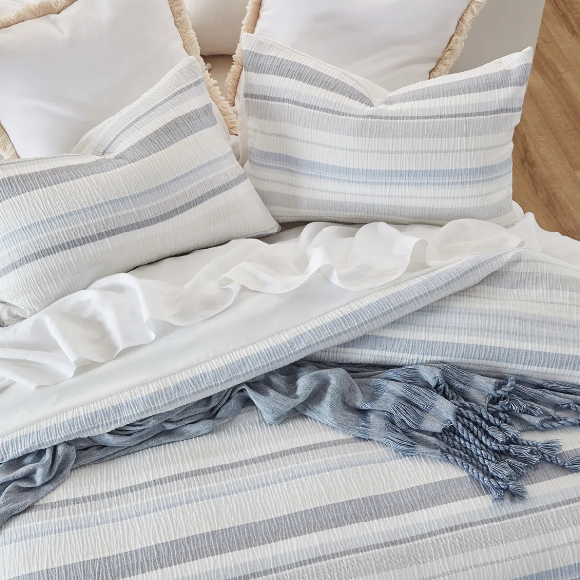 Juniper Stripe Blue Quilt Cover Set