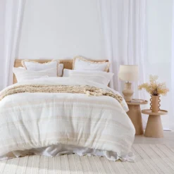 Juniper Stripe Natural Quilt Cover Set