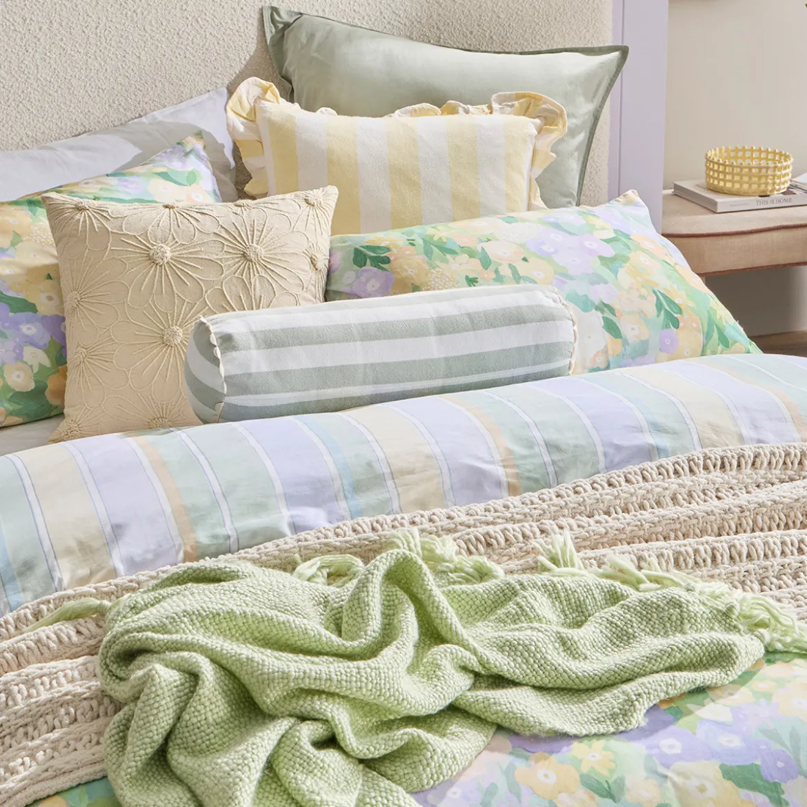 Kew Reversible Floral/Stripe Quilt Cover Set