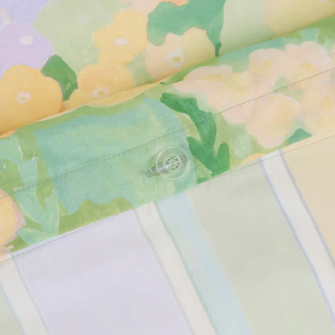 Kew Reversible Floral/Stripe Quilt Cover Set