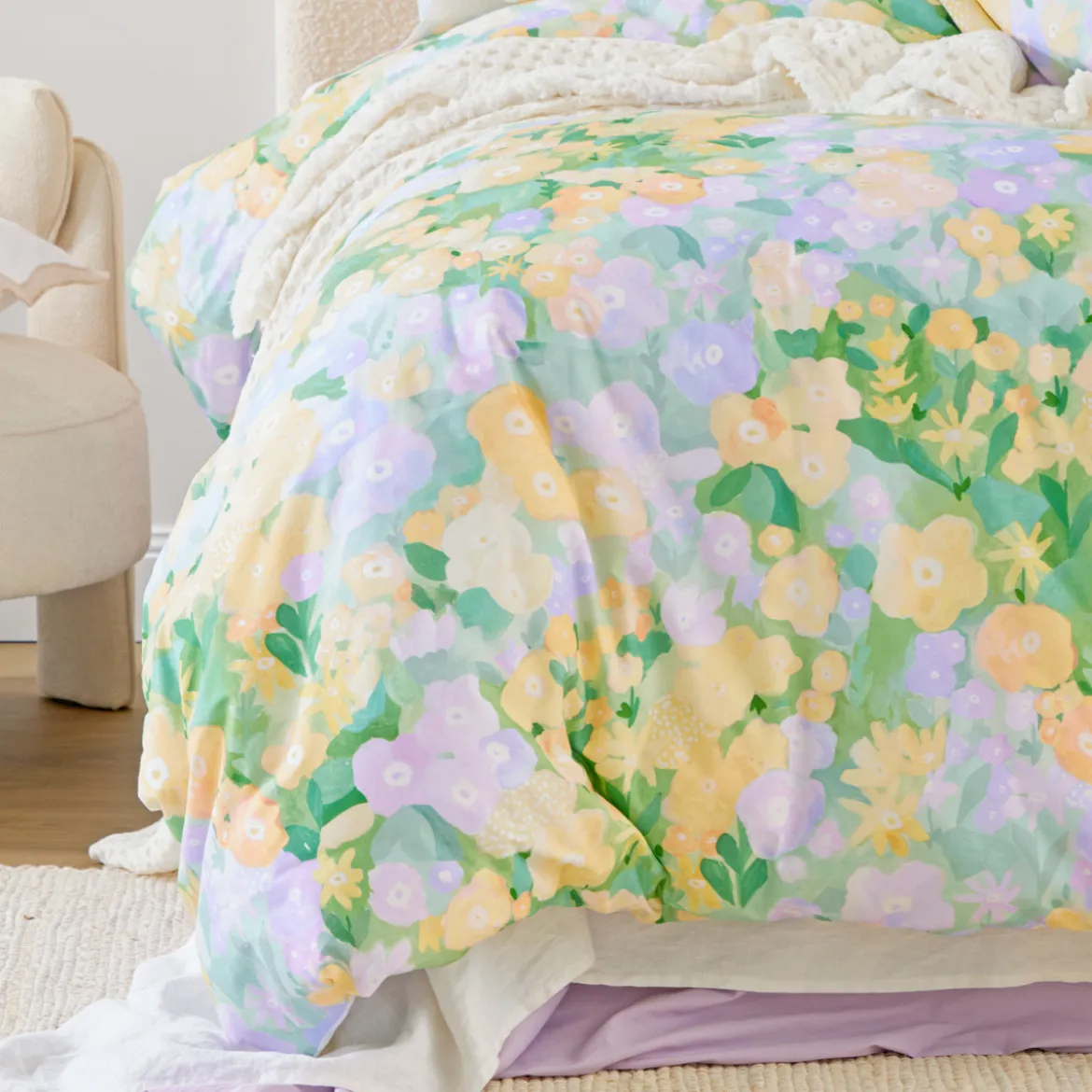 Kew Reversible Floral/Stripe Quilt Cover Set