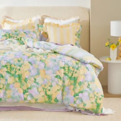 Kew Reversible Floral/Stripe Quilt Cover Set