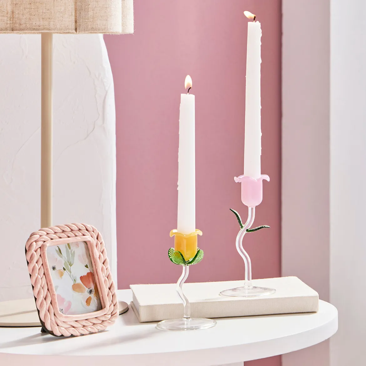 Laurel Flower Candle Holder 2pc