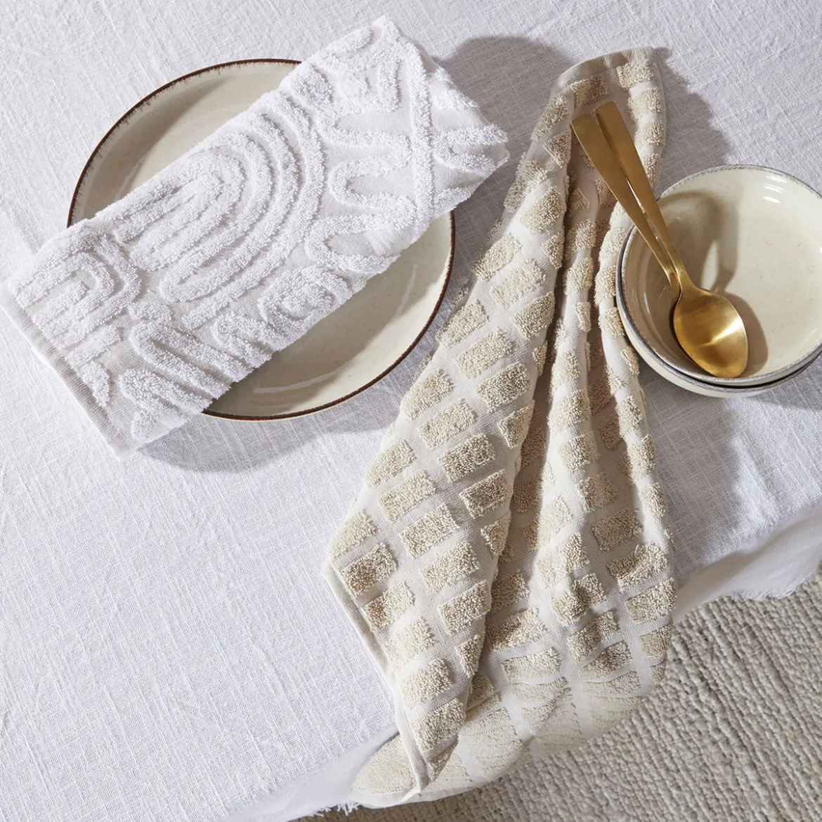 Lennox Natural Tea Towel Set of 2