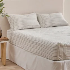 Linen Cotton Stripe Fitted Sheet