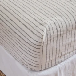 Linen Cotton Stripe Fitted Sheet