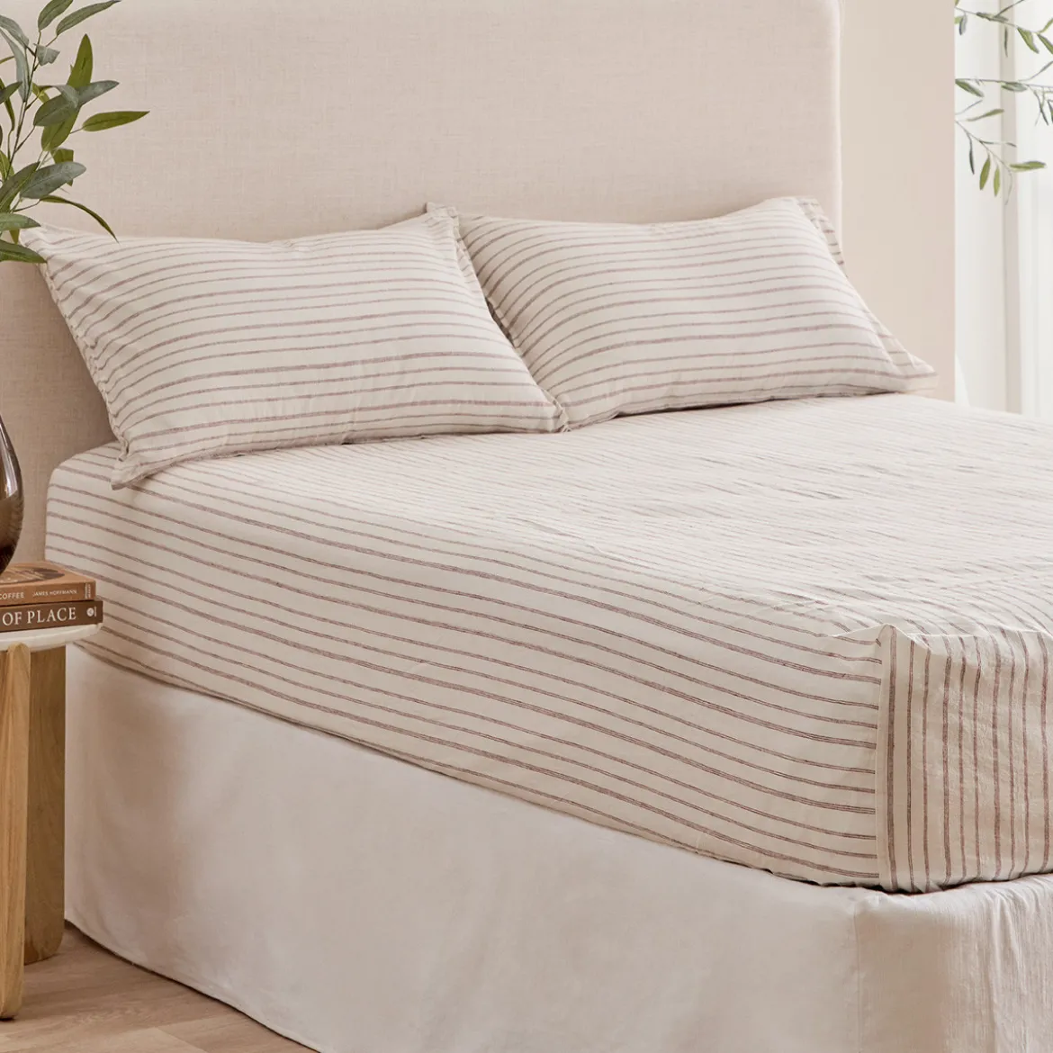 Linen Cotton Stripe Fitted Sheet