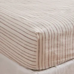 Linen Cotton Stripe Fitted Sheet