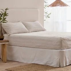 Linen Cotton Stripe Fitted Sheet