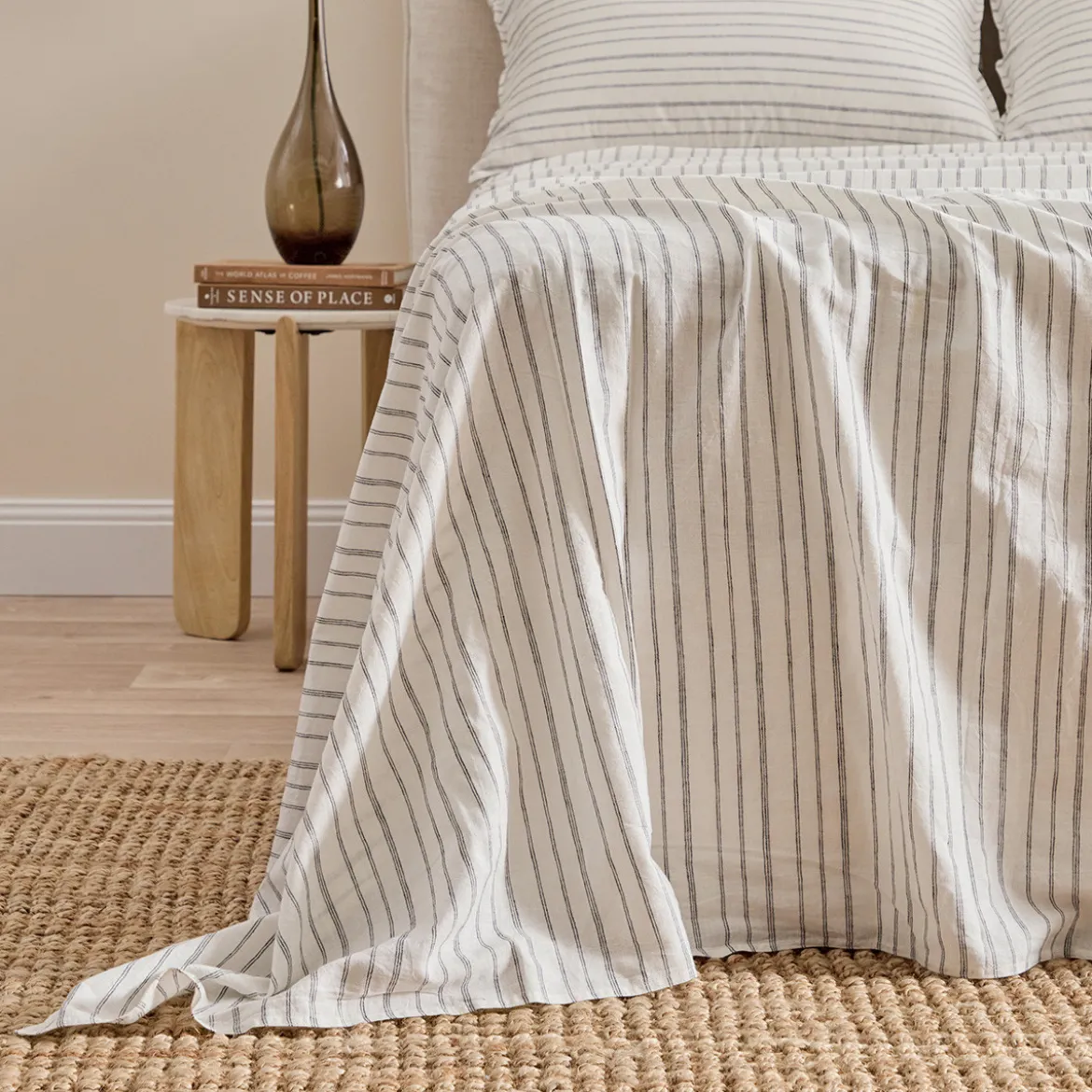 Linen Cotton Stripe Flat Sheet