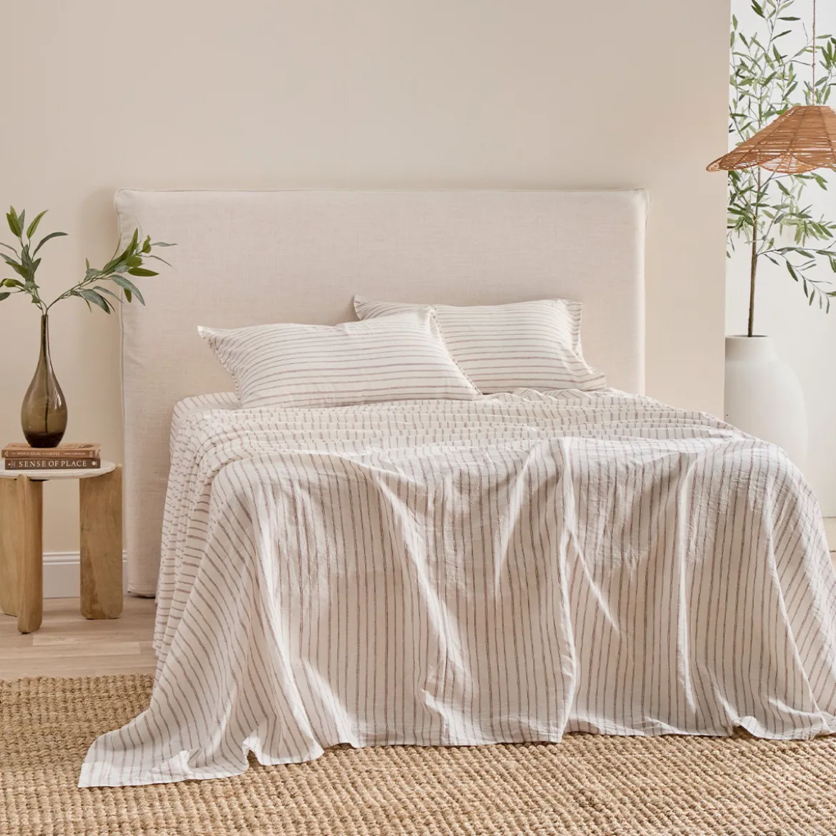 Linen Cotton Stripe Flat Sheet