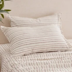 Linen Cotton Stripe Standard Pillowcase Pair