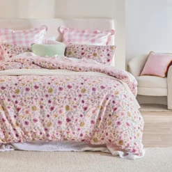 Lisette Reversible Floral/Check Quilt Cover Set