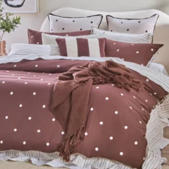Louella Chocolate Polka Dot Quilt Cover Set