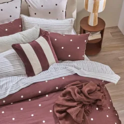 Louella Chocolate Polka Dot Quilt Cover Set