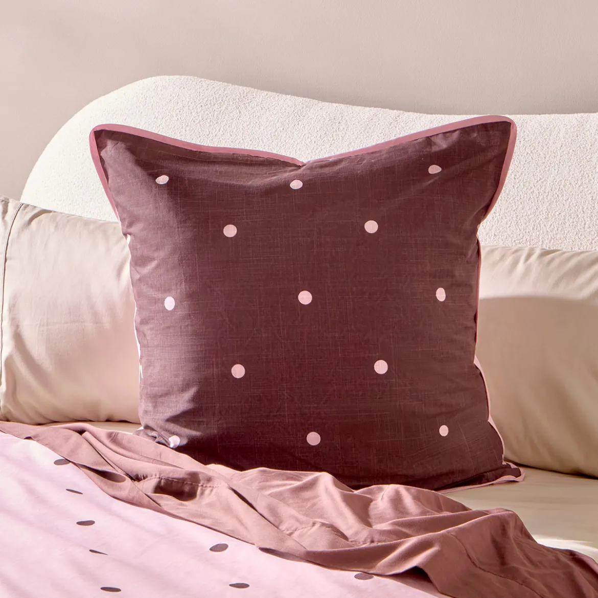 Louella Pink/Chocolate Dot European Pillowcase