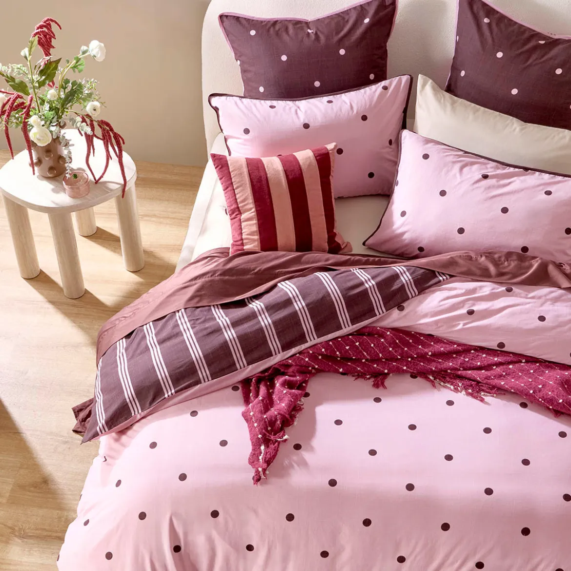 Louella Pink/Chocolate Dot European Pillowcase