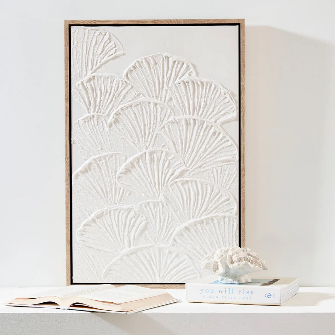 Lucia Shell Textured Small Framed Canvas Wall Art